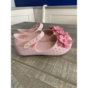 Mini Melissa Toddler Girls Size 9 Pink Dress Shoes Flowers Flats Breathable